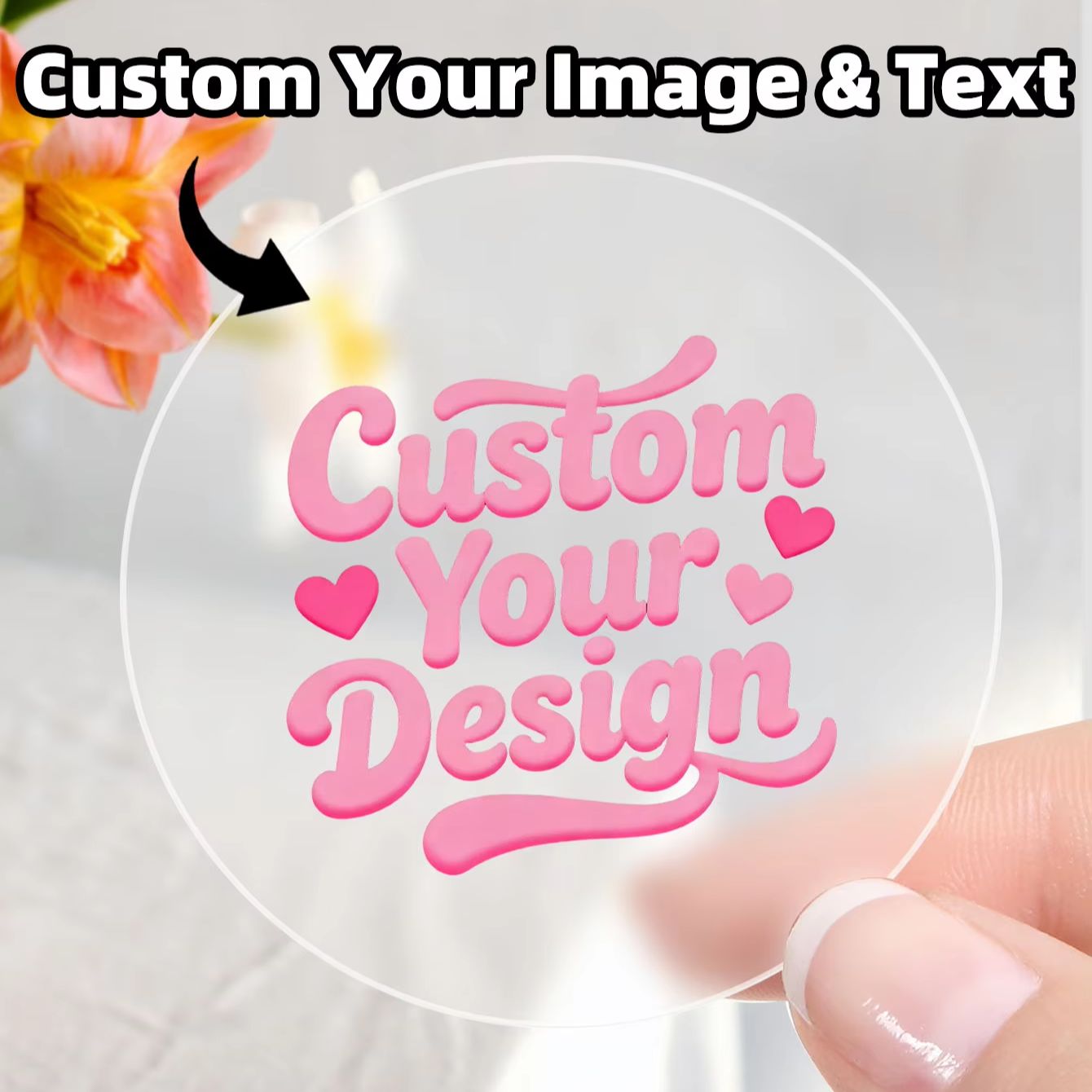 Personalised Candle Label - 1-90PCS Stiker Bulat Transparan Kustom untuk