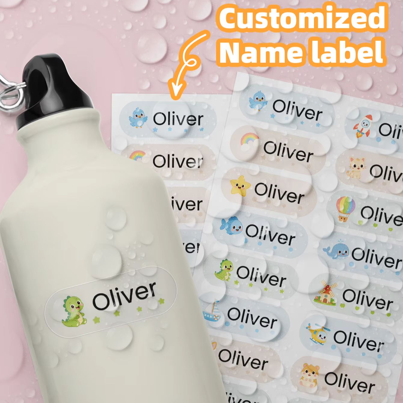 1-400PCS Stiker Nama Kartun Ku - Personalised Candle Label ulasan dan harga