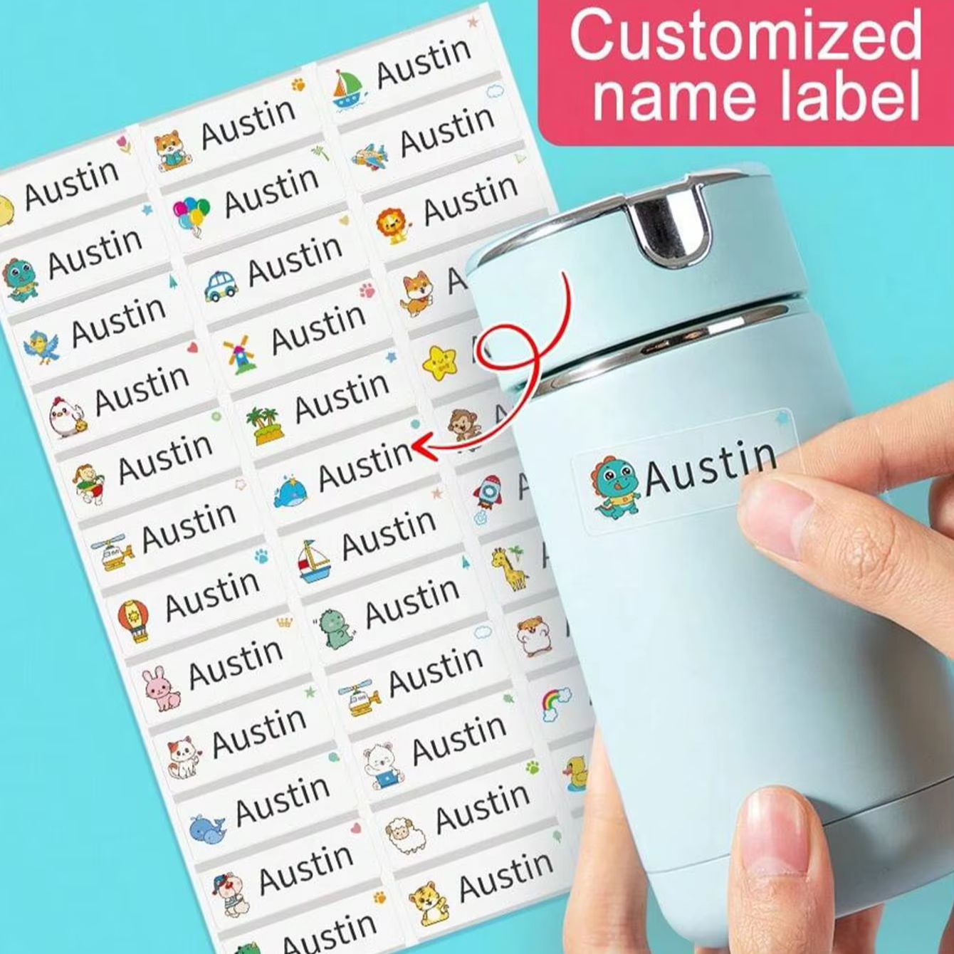 1-500PCS Stiker Nama Kartun Ku - Personalised Candle Label ulasan dan harga