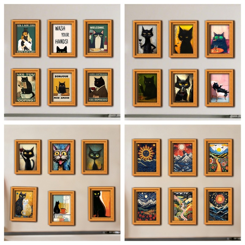 6 Buah/Set Stiker Magnet Kulka - Engraved Wood Frame ulasan dan harga
