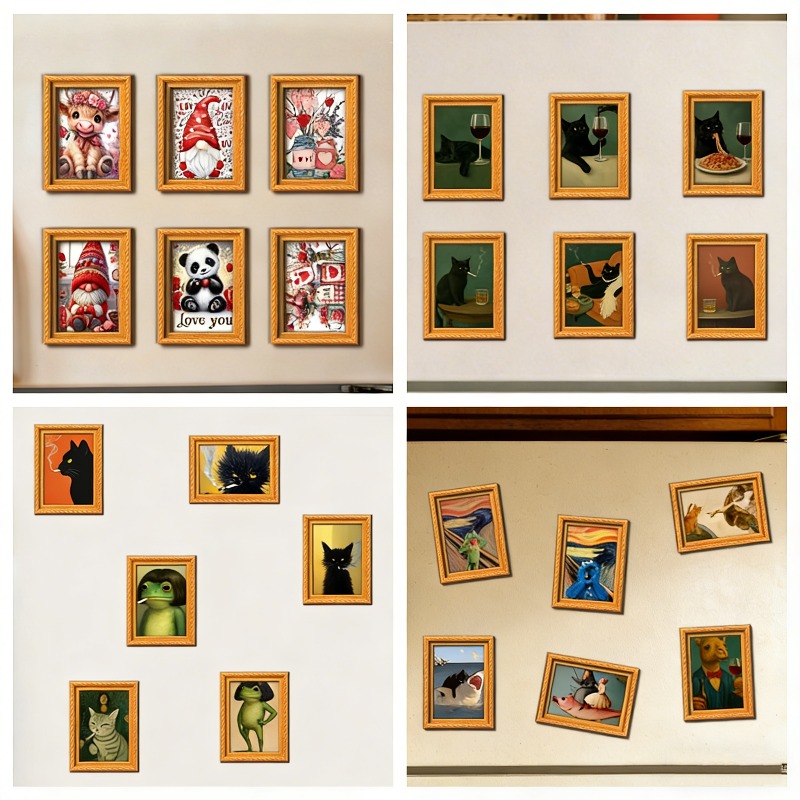 6 Buah/Set Stiker Magnet Kulka - Engraved Wood Frame ulasan dan harga
