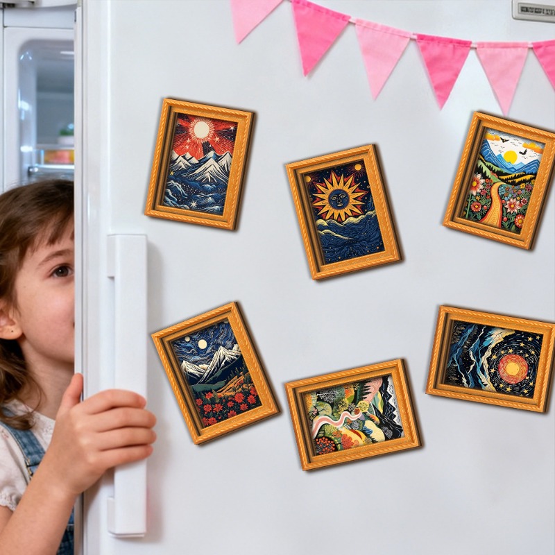 6 Buah/Set Stiker Magnet Kulka - Engraved Wood Frame ulasan dan harga