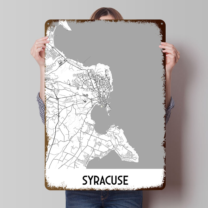 Poster Logam Peta Kota Syracus - Custom Map Poster ulasan dan harga